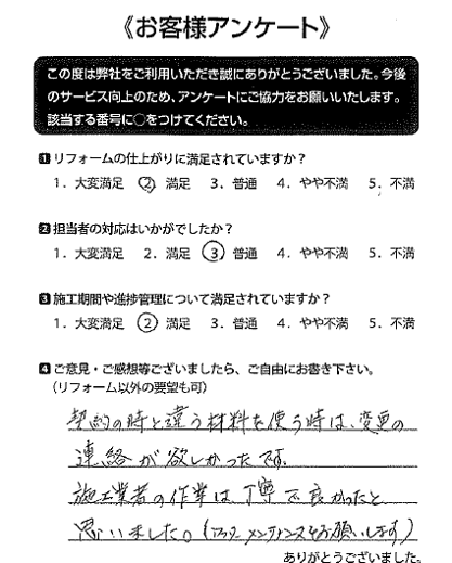 トータルハウジングウベお客様の声